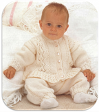 Girls Long sleeved Cardigan- Cable frilled border-Diamond pattern -Knitting pattern- 8 ply (DK) fits Birth-3 Yrs- 16-22" Download pdf