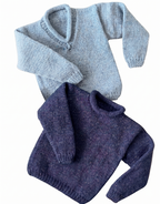 Child's Easy Round & V neck roll neck sweaters- jumpers - Knitting Pattern -Chunky- Bulky (12 ply) PDF Download-20-30" chest