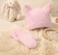 Baby Cat Ear Bonnet & Mittens Knitting Pattern PDF 4 Ply 6–12 Months