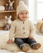 Baby Cable Knit Cardigan, Hat & Hooded Jacket Pattern (PDF Download) Premature -22"