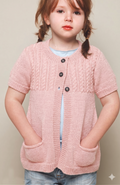 Girls Short Sleeve Cardigan Vest Knitting Pattern 5 Ply Ages 2–10 PDF