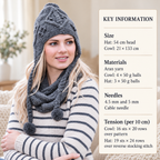 Cable Cowl, Snood, Scarf, Neck Warmer, with ear flap hat- Knitting Pattern - Aran 10 ply worsted yarn -Knitting pattern PDF download