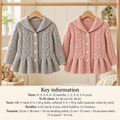 Childs V neck Cardigan with collar- Leaf Cable Pattern frilled border- DK 8ply Light worsted- 16"-6 years- Knitting Pattern download PDF