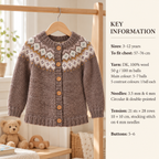 Girls Yoked Fair Isle, Cardigan- Peplum Hem - DK 8ply Light worsted- Knitting Pattern - chest 22-30" ( age 3-12 yes) Download PDF