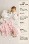 Baby Matinee Jacket Coat Cardigan Lacy & Plain Raglan Yoked Bonnet Helmet 16 - 22 " DK 8 Ply Light Worsted PDF Download Knitting Pattern