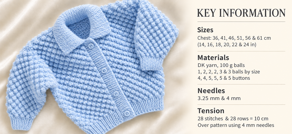 Baby Easy Cardigan collar~jumper & Cross over Cardigan Knitting Pattern -DK-8ply(Light Worsted yarn)  Download PDF -14-24" Blackberry Stitch