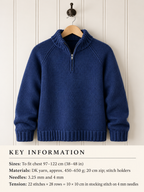 Mens Raglan Zip Jumper Knitting Pattern - DK Wool, Oversize Fit (PDF Download)