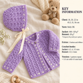 Baby Crochet Cardigan Matinee Jacket  Bonnet Girls-  DK 8 Ply Light fingering wool- 18" ~ 22"  Vintage Crochet Pattern Download PDF