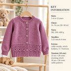 Girls Cardigan with Cable Border ~ 20 - 30'' (3 - 12 yrs) DK Wool 8ply Light Worsted Knitting Pattern