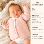 Easy Beginner Newborn Cardigan Jacket Garter & Stocking Stitch Newborn Size ~ DK 8 Ply Light Worsted Knitting Pattern pdf download