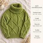 Woman's Big Chunky Knit  Polo Neck Cable Sweater - Bulky Sweater Knitting Pattern  fits 32-44 chest Knitting Pattern download PDF