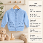 Easy baby Eyelet  Ship Cardigan in (4ply) Yarn Fits from 16-22inch chest- Knitting pattern