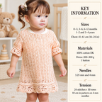 Girl's Lacy cross front Cardigan & short sleeved dress-  DK (8Ply) Light worsted Knitting Pattern- sized Birth-4 years (16"-24" Download PDF