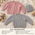 Childrens Round Neck Raglan Sweater Cardigan & Hat Cable Moss Stitch 20-30" Aran 10 Ply Worsted Knitting Pattern pdf Instant Download