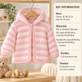 Baby Girl Hooded Cardigan easy Knit - Button front 19 -21"  DK 8PLY Light worsted wool- Knitting pattern PDF download