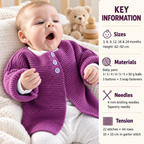 Beginner Baby Cardigan Knitting Pattern – Garter Stitch, DK Yarn (PDF Download)