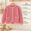 Girl's Bolero style Cardigan- drop sleeves, Pockets - DK- 8 PLY Light worsted Knitting Pattern -  Instant Download-22-30" chest