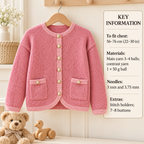 Girl's Bolero style Cardigan- drop sleeves, Pockets - DK- 8 PLY Light worsted Knitting Pattern -  Instant Download-22-30" chest