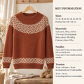 Woman's Fair Isle Yoked Sweater  Jumper -Bust 32 - 50 " Larger sizes Included ~ 4 Ply Fingering  Wool PDF Download PDF