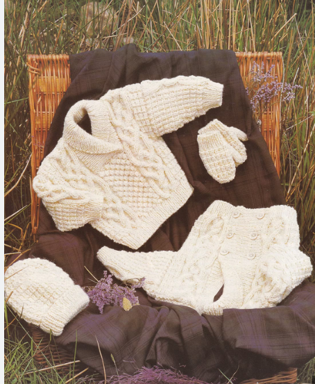 Baby Cable Knit Cardigan, Hat & Hooded Jacket Pattern (PDF Download) Premature -22"