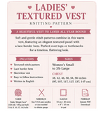Ladies Vest Knitting Pattern PDF, Textured Sleeveless Top, Bulky Yarn, S–3XL