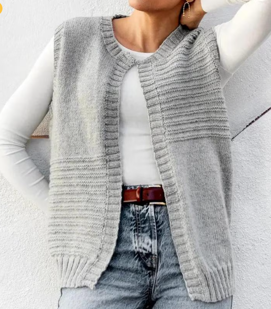 Woman's Ribbed Waistcoat Sleeveless Cardigan 32-50in  Knitting pattern DK-8ply Download PDF