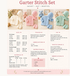 Very Small Baby Garter Stitch Cardigan & bootees- hat Premature 3-5 lbs. ( 5-8 lbs.  8-12 lbs.)