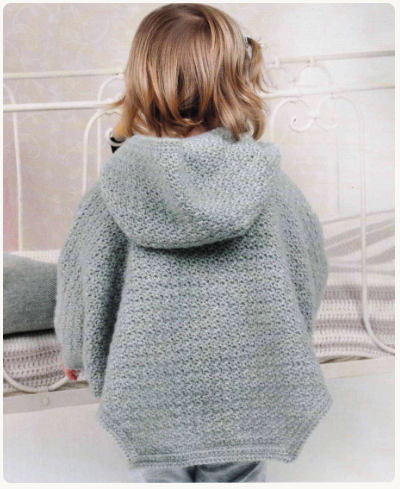 Baby Crochet Hooded Cape-Jacket with sleeves -  Button Front - DK 8 Ply Light Worsted yarn  14 - 24" Birth -Crochet Pattern- Download PDF