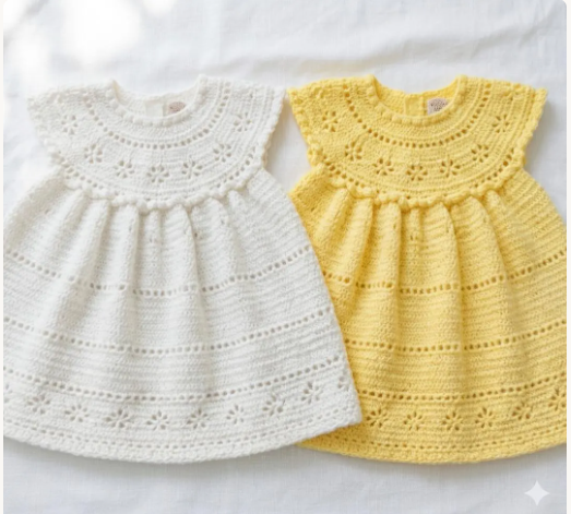 Girls Vintage Crochet Dress  & Shoes - Yoked top- party dress Summer dress  18 - 21" Crochet Pattern- Download PDF gorgeous