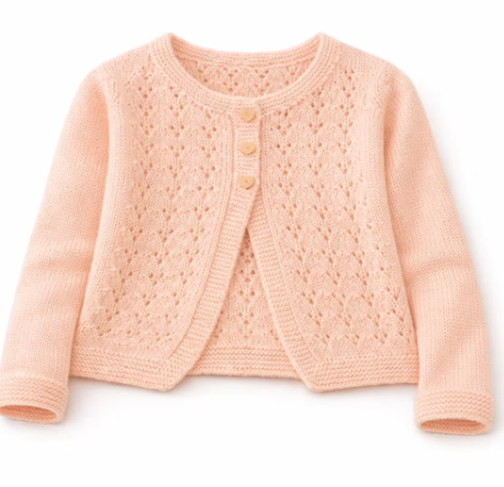 Girls Lace Cardigan Knitting Pattern – DK Weight, Ages 2-11 (PDF Download)