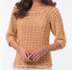 Textured Cotton Summer Sweater – Round Neck, Three Quarter Sleeve Jumper Crochet pattern