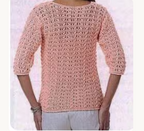 Textured Cotton Summer Sweater – Round Neck, Three Quarter Sleeve Jumper Crochet pattern
