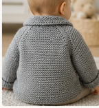Simple easy Beginners Raglan Cardigan- Jacket with collar-  New baby -6 months, Garter stitch Knitting pattern Download PDF DK 8 PLY Yarn