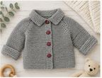 Simple easy Beginners Raglan Cardigan- Jacket with collar-  New baby -6 months, Garter stitch Knitting pattern Download PDF DK 8 PLY Yarn