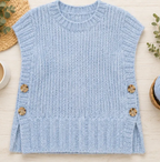 Ladies Sweater Vest Knitting Pattern PDF Download Round Neck Sleeveless Top Side Fastening & Long Back 32-56 Inch Bust Super Chunky wool
