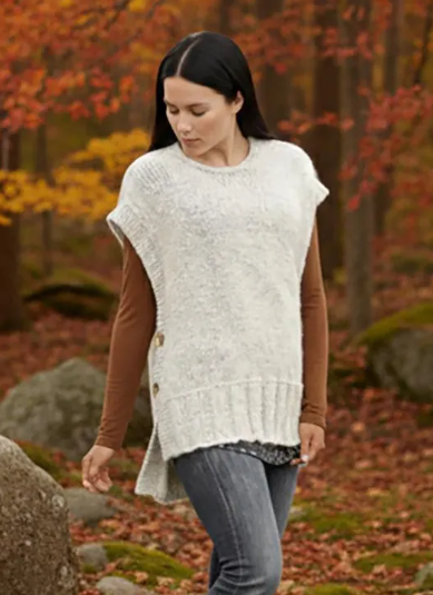 Ladies Sweater Vest Knitting Pattern PDF Download Round Neck Sleeveless Top Side Fastening & Long Back 32-56 Inch Bust Super Chunky wool