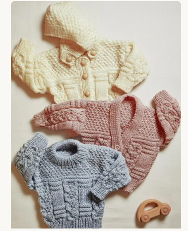 Boys Girls Hooded Jacket Cable Sweater & Cardigan Knitting Pattern  Worsted/ Aran/ 10ply 18 - 32"