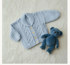 Aran Cable Knit Cardigan Knitting Pattern – Baby Toddler Shawl Collar (PDF Download)