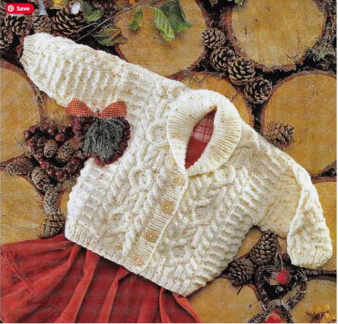 Aran Cable Knit Cardigan Knitting Pattern – Baby Toddler Shawl Collar (PDF Download)