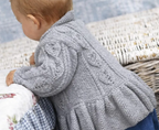 Childs V neck Cardigan with collar- Leaf Cable Pattern frilled border- DK 8ply Light worsted- 16"-6 years- Knitting Pattern download PDF