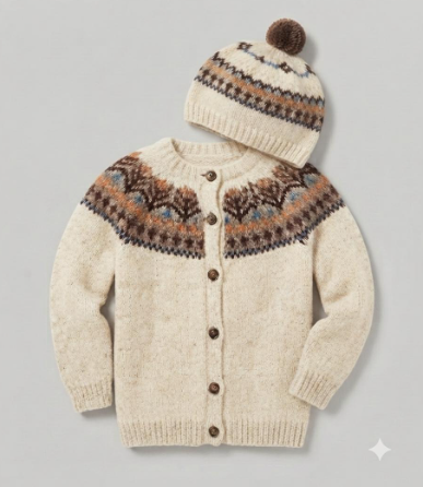 Childs Fair Isle Yoke Cardigan Knitting Pattern – DK Wool (Digital Download)