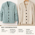 Mens Aran Cable Knit Cardigan Pattern - V Neck Raglan (PDF Download)