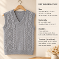 Womens Slipover V Neck Sweater Jumper Vest Cable Diamond Patterned Back 34- 48" DK 8 Ply Light Worsted Wool Knitting Pattern PDF download