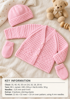 New Baby textured cardigan- hat- mitts 14"- 20"~ DK 8 Ply Light Worsted Wool Knitting Pattern Download PDF-Boys Girls baby knitting pattern