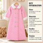 Girls Long dressing gown, house coat in DK 8 ply Light worsted wool- button front chest 23 - 27 " Knitting pattern download PDF