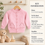 Easy baby Eyelet  Ship Cardigan in (4ply) Yarn Fits from 16-22inch chest- Knitting pattern
