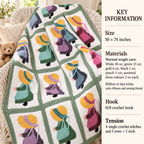 Vintage Crochet Blanket Afghan Sunbonnet Sue 50" x 74" - Worsted 10Ply Yarn ~ Crochet Pattern PDF Instant download