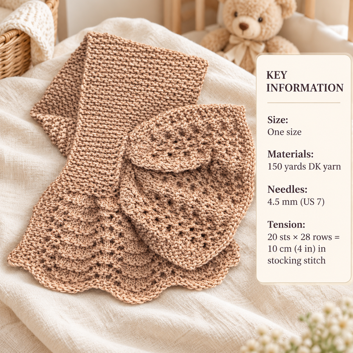EMiss Marple Neck Warmer Knitting Pattern: Lacy Crisscross & Garter Stitch (PDF Download)