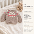 Girl's -  Boys Fair Isle- Button Front Sweater- Jumper - Vintage Knitting Pattern - Aran- Worsted 10 ply- fits 1- 18 months Download PDF