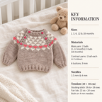 Girl's -  Boys Fair Isle- Button Front Sweater- Jumper - Vintage Knitting Pattern - Aran- Worsted 10 ply- fits 1- 18 months Download PDF